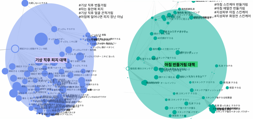 기상 직후릐 피지와 아침 번들거림에 대해 고민하는 소비자 클라스터